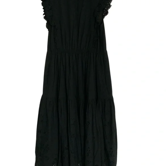 LA LIGNE Pointelle Marta Dress in 100% Cotton Black Size Small - Picture 6 of 10